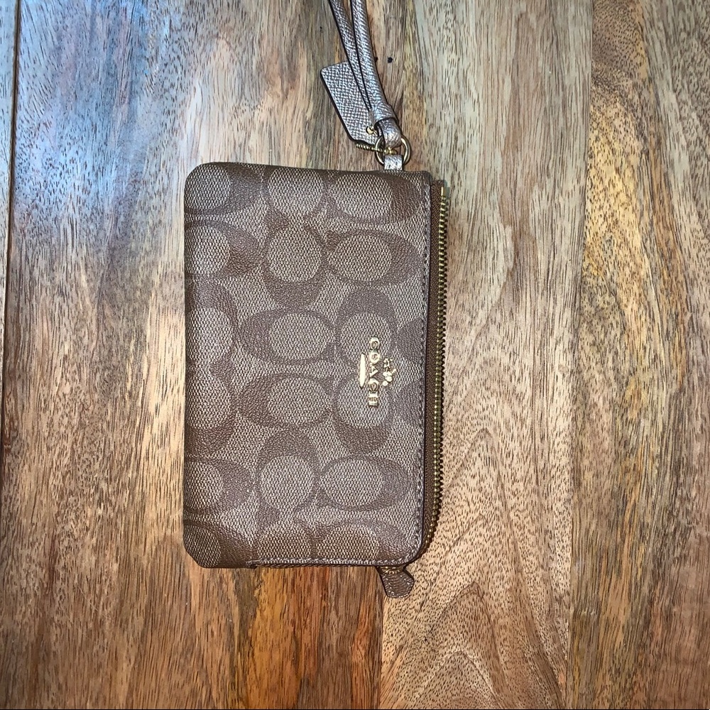 Coach double zipper wristlet